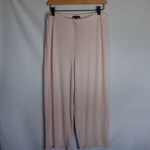 Eileen Fisher Pink Ribbed Lounge Pants Cropped Wide Leg Women’s